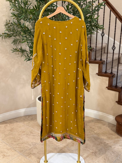 Mustard Plazzo Suit