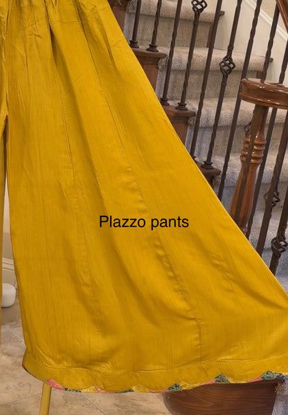 Mustard Plazzo Suit