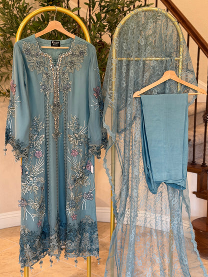 Powder Blue Kameez with Trouser