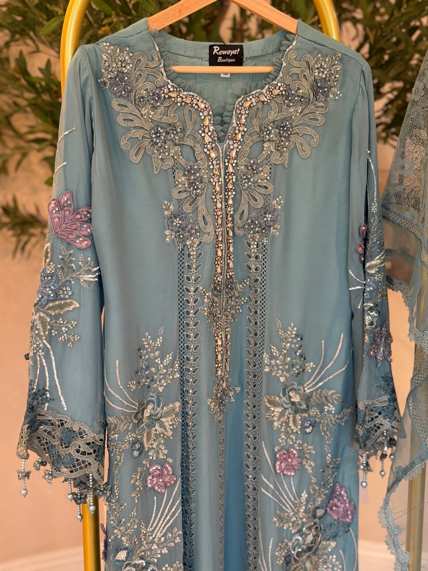 Powder Blue Kameez with Trouser