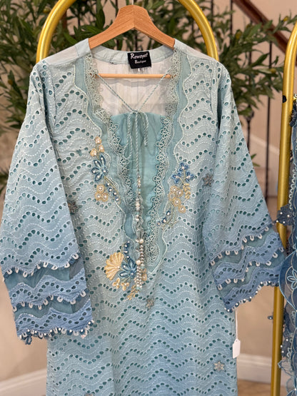 Ombre Blue Kameez with Trouser