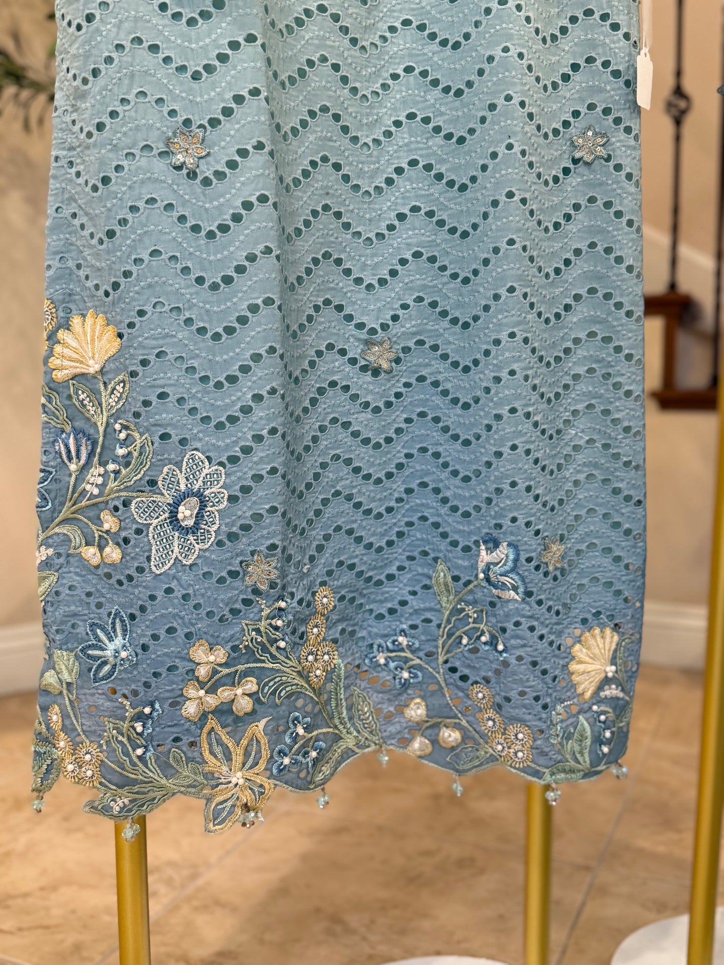 Ombre Blue Kameez with Trouser