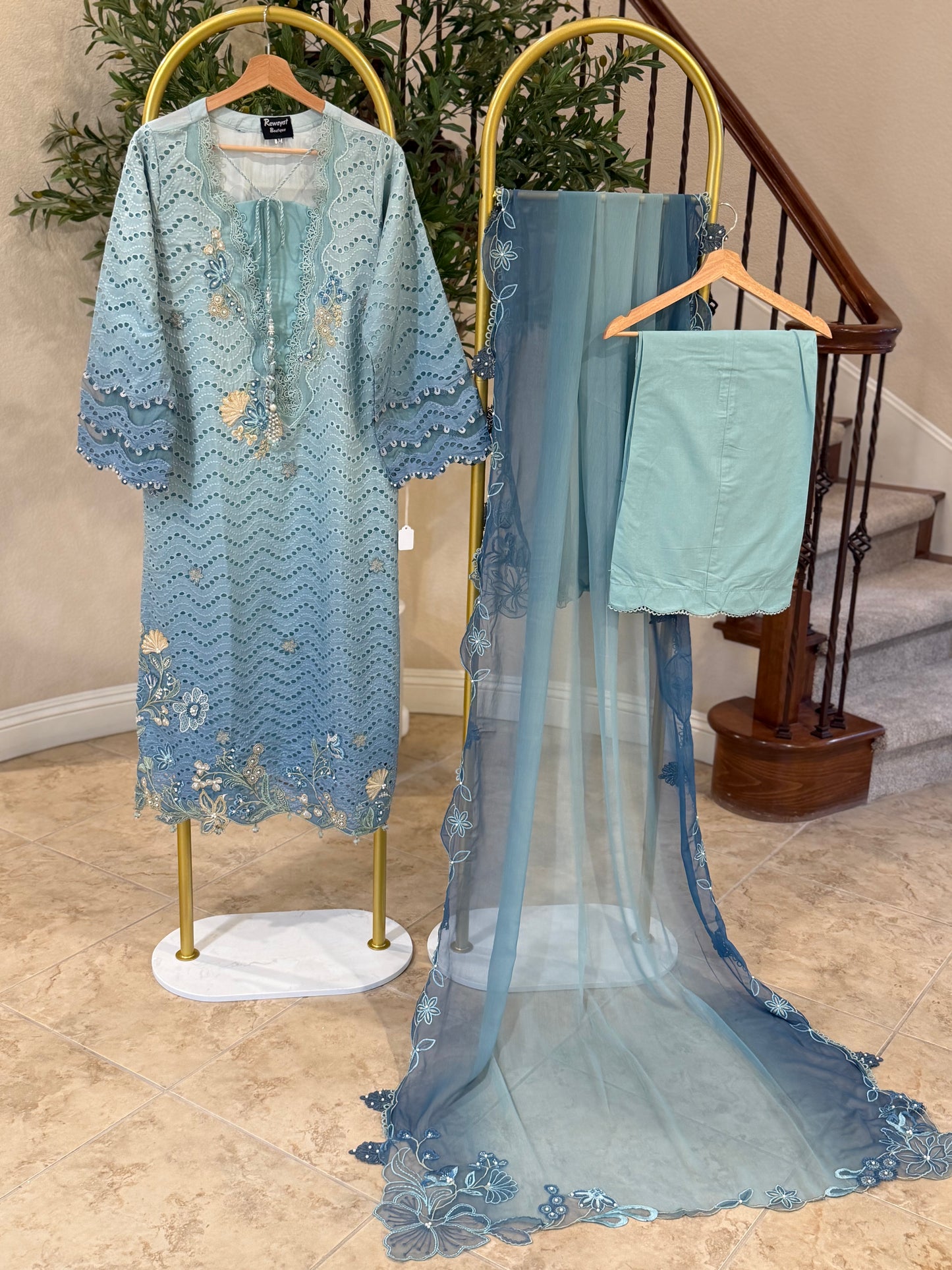Ombre Blue Kameez with Trouser