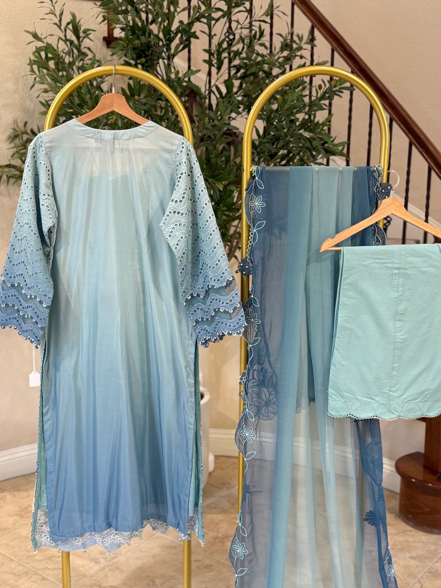 Ombre Blue Kameez with Trouser