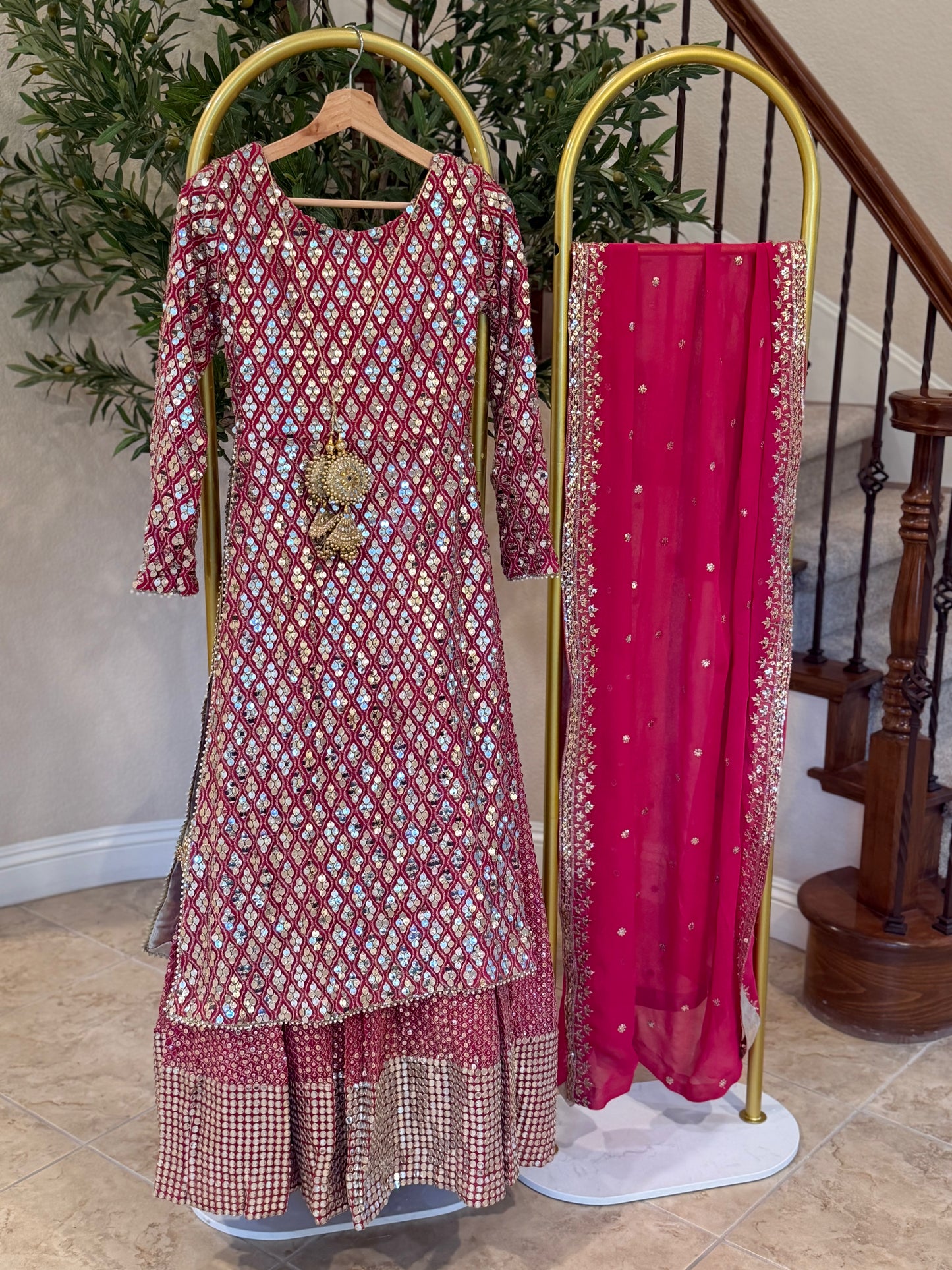 Fucshia Open Maxi with Lengha