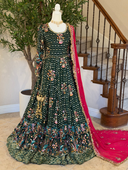 Bottle Green Maxi Gown