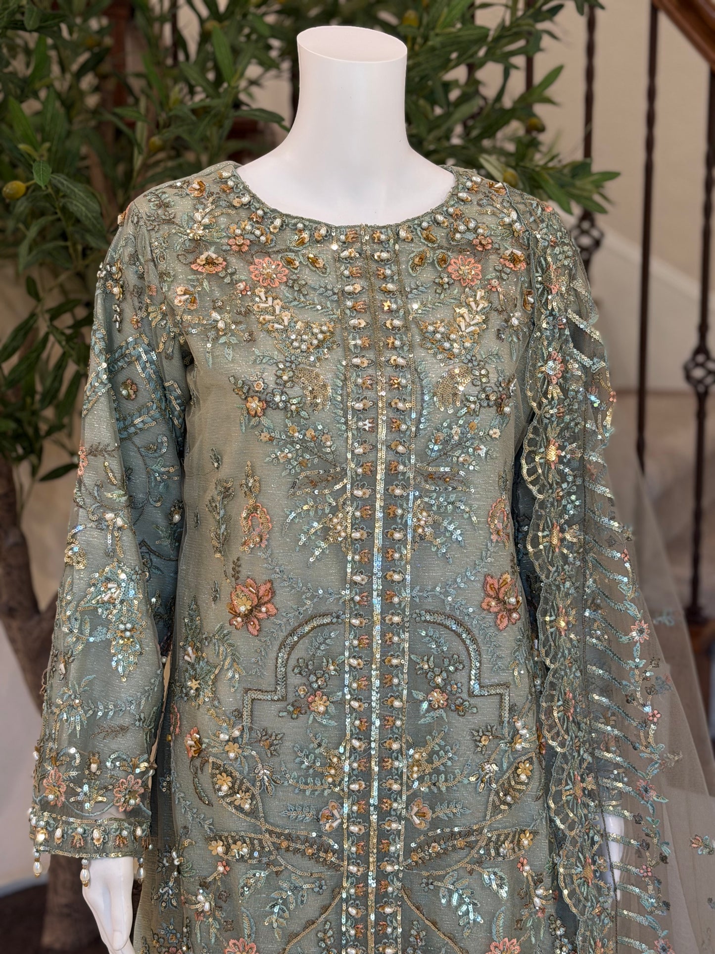 Dusty Teal Kameez with Plazzo