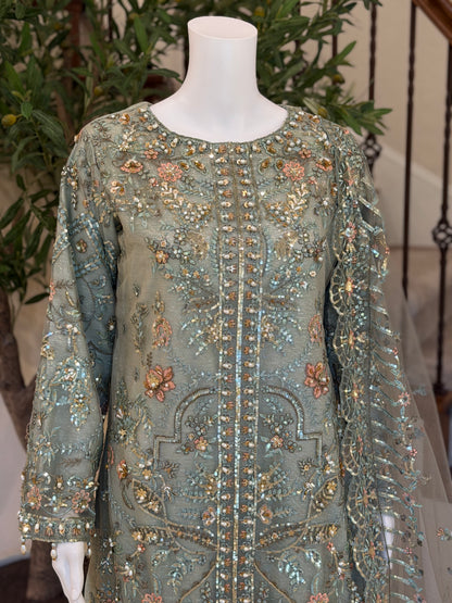 Dusty Teal Kameez with Plazzo