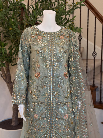 Dusty Teal Kameez with Plazzo