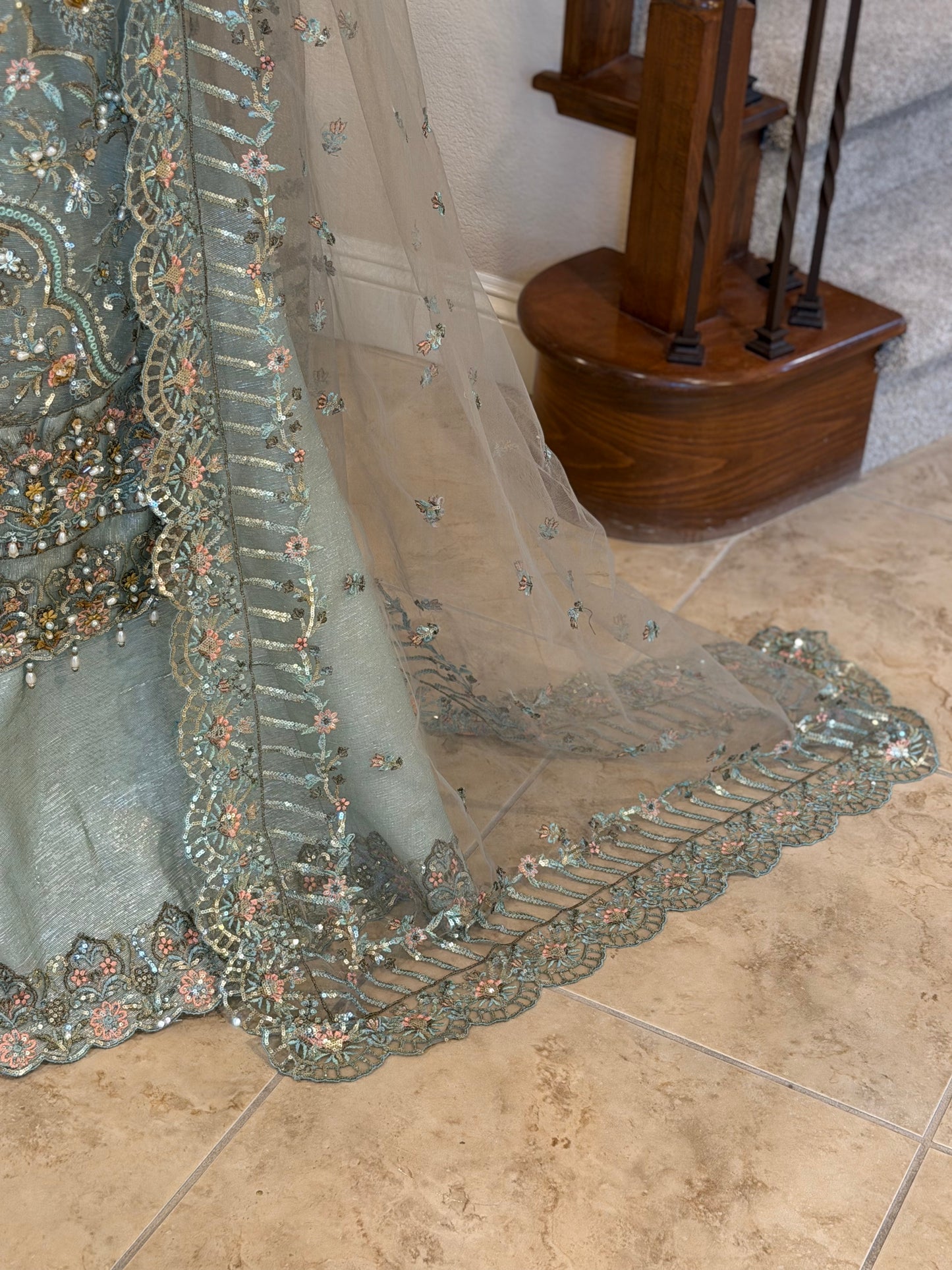 Dusty Teal Kameez with Plazzo