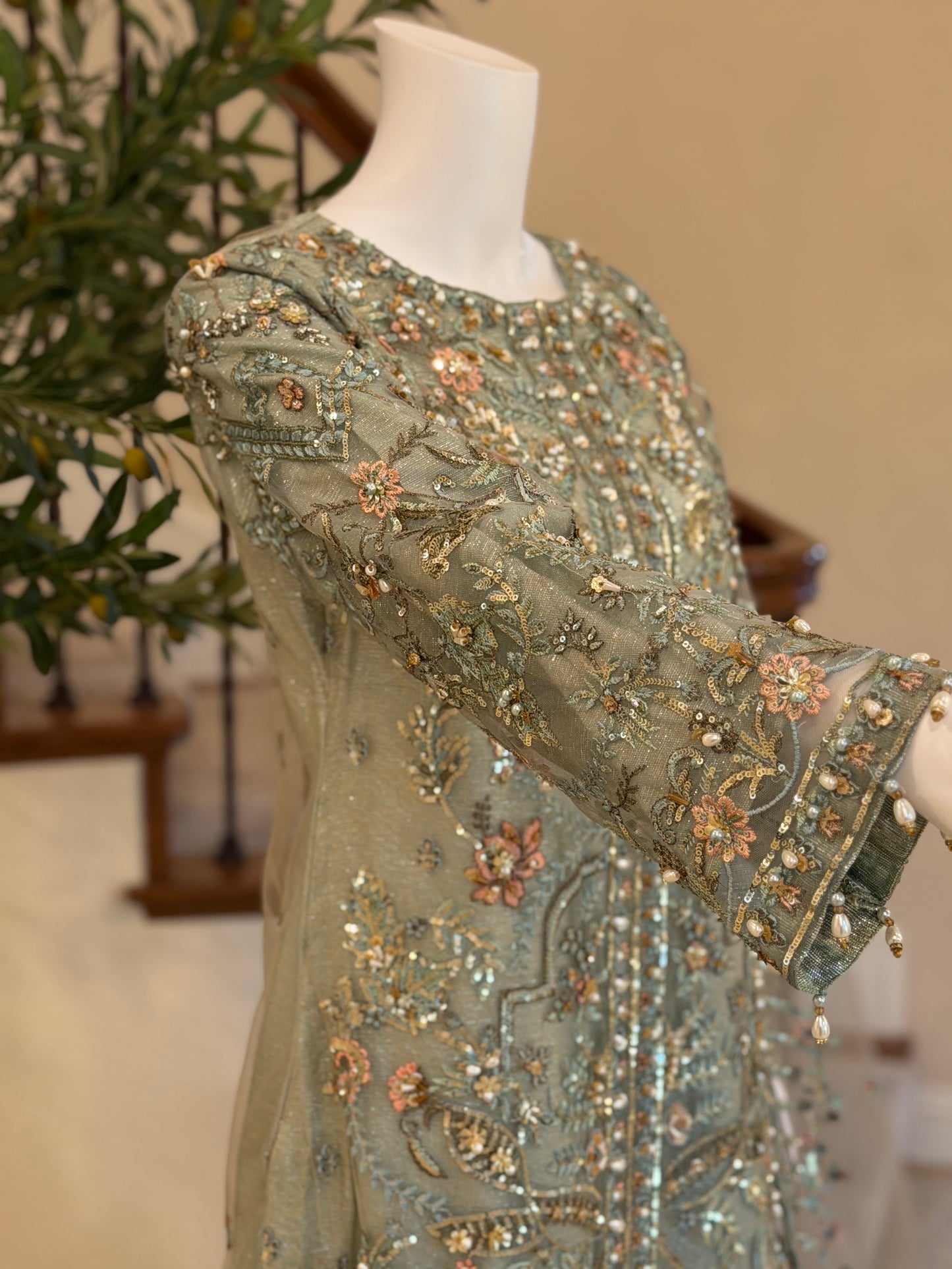 Dusty Teal Kameez with Plazzo