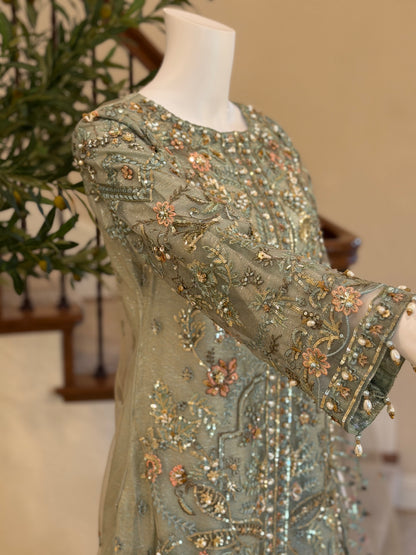 Dusty Teal Kameez with Plazzo