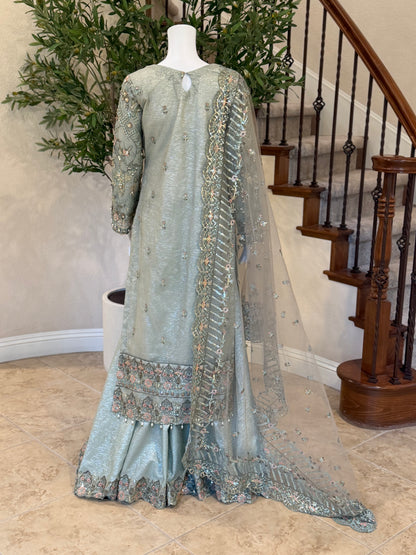 Dusty Teal Kameez with Plazzo