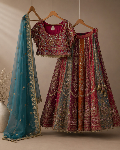Satrangi - Zardosi work on Lengha