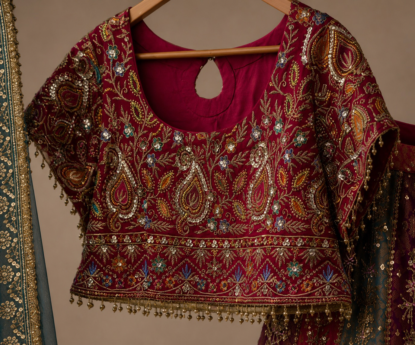 Satrangi - Zardosi work on Lengha