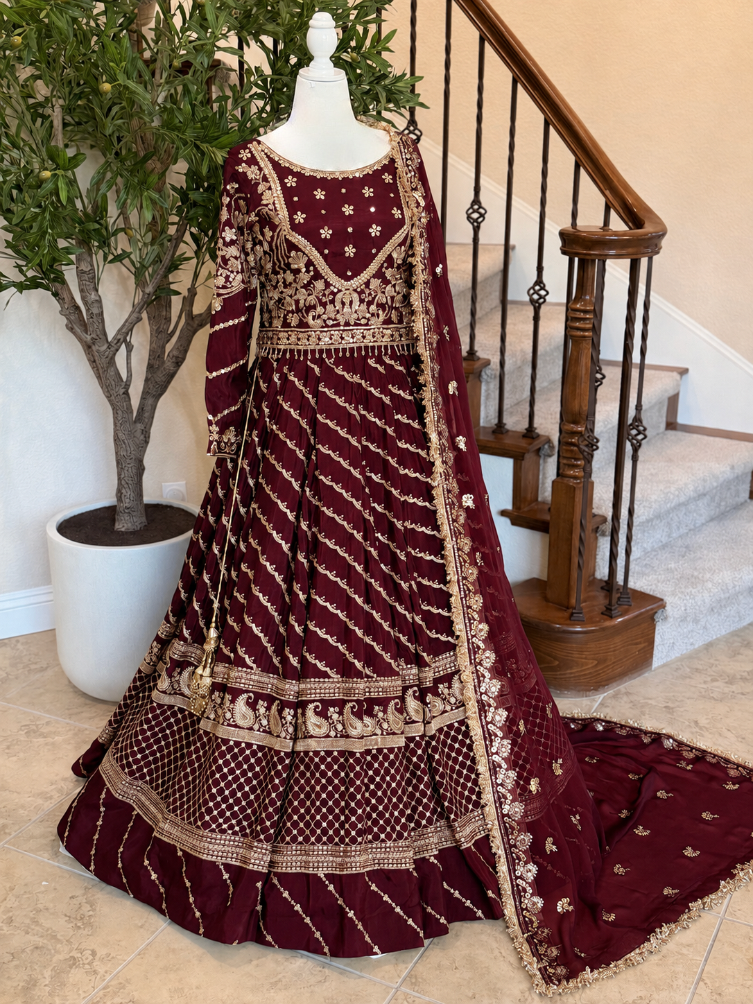 Maroon Lengha