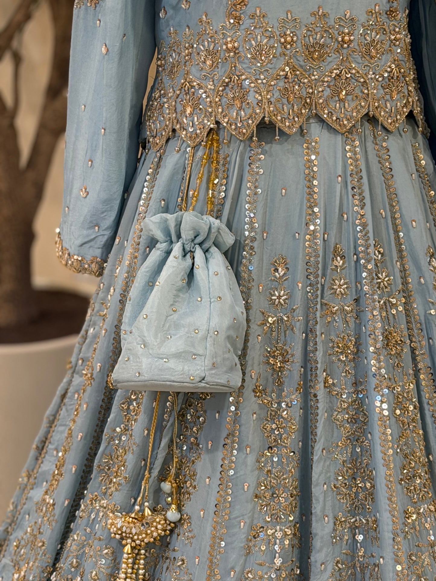 Zardosi Powder Blue Heirloom Lengha