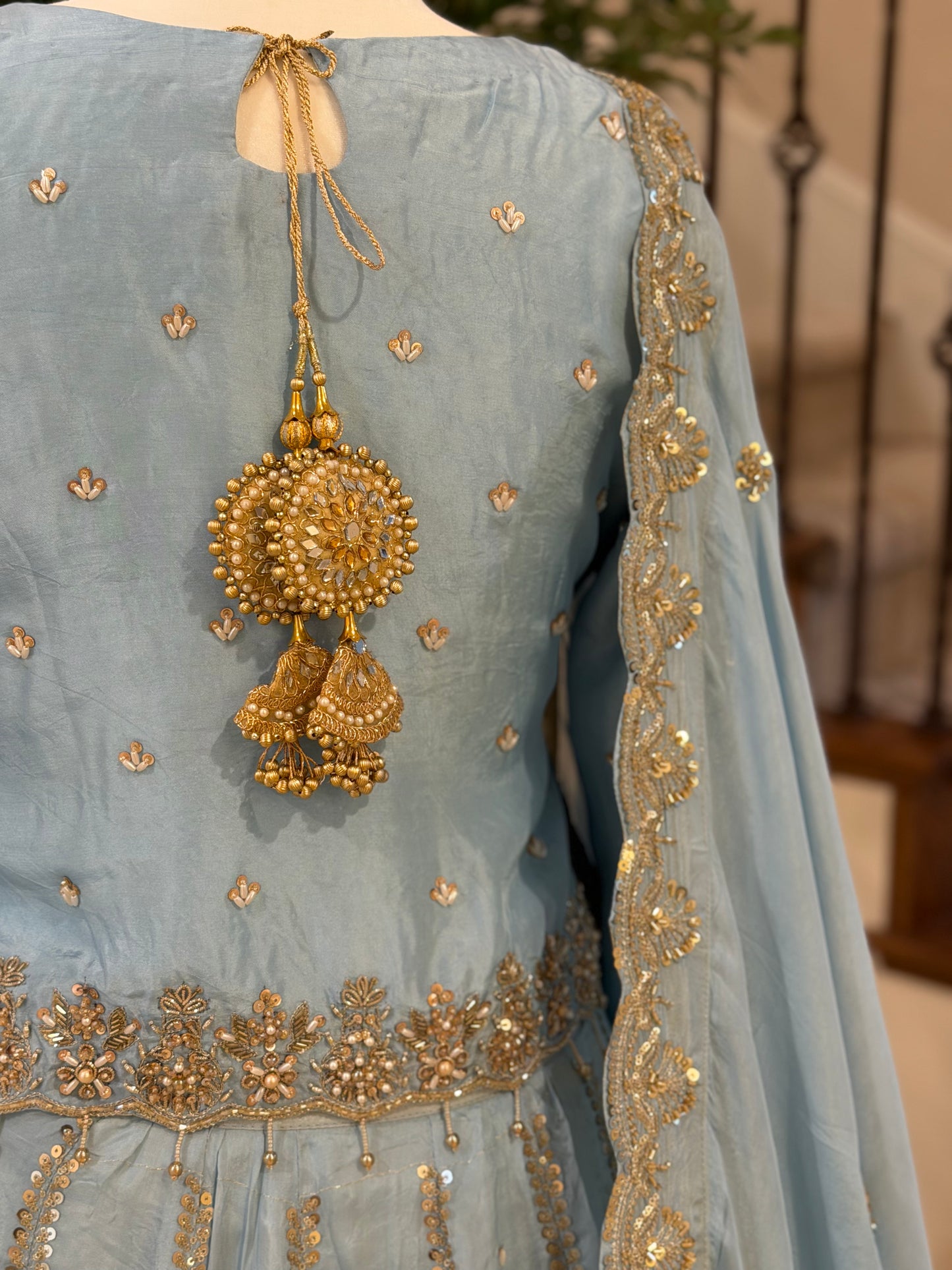 Zardosi Powder Blue Heirloom Lengha