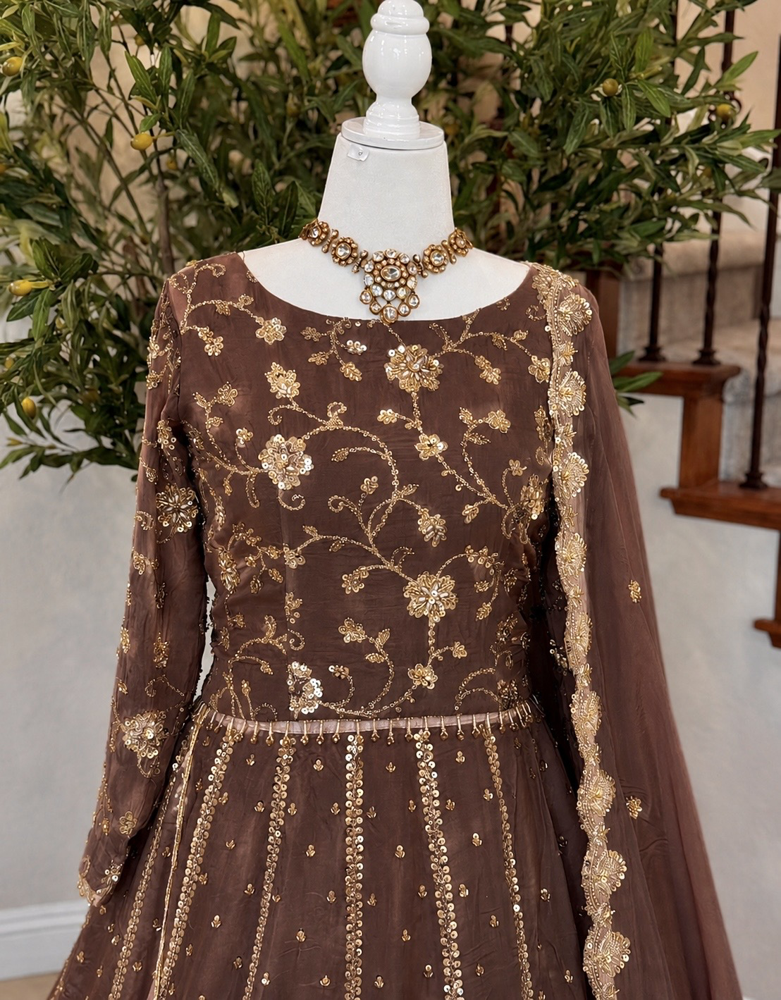 Heirloom Lengha - Mocha brown