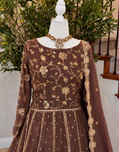 Heirloom Lengha - Mocha brown