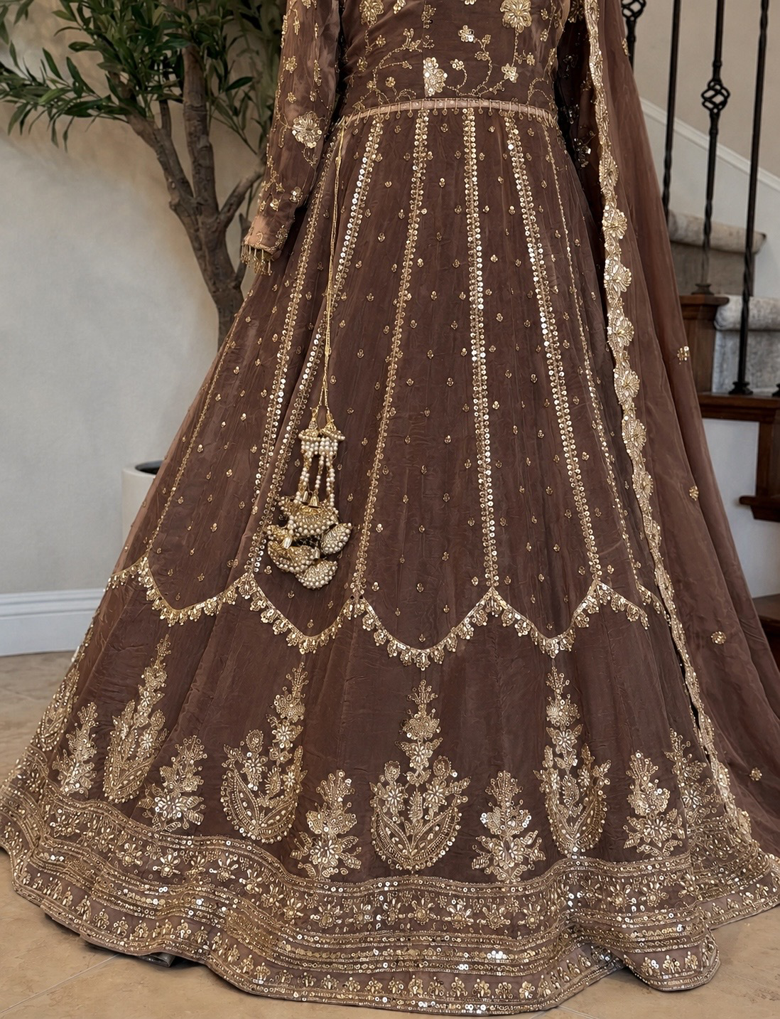 Heirloom Lengha - Mocha brown