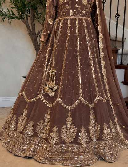 Heirloom Lengha - Mocha brown