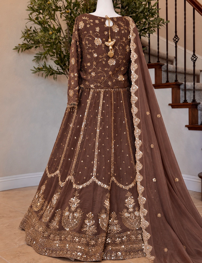 Heirloom Lengha - Mocha brown