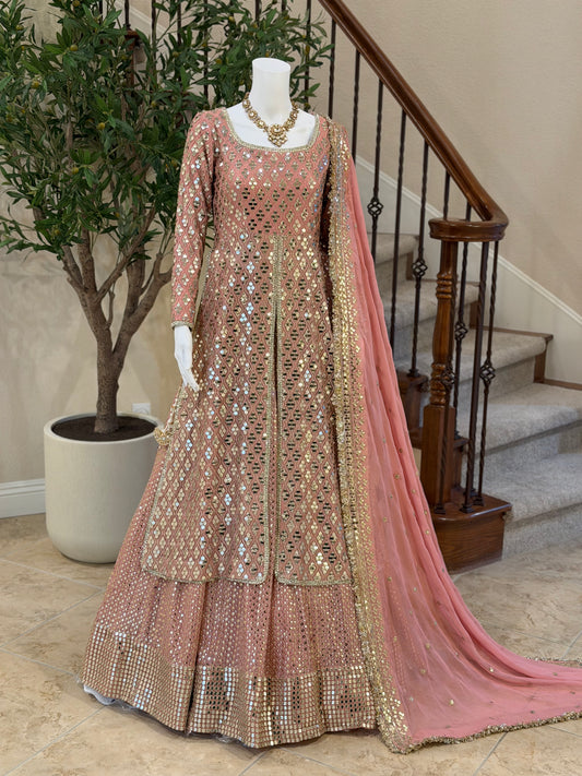 Pink Open Maxi with Lengha