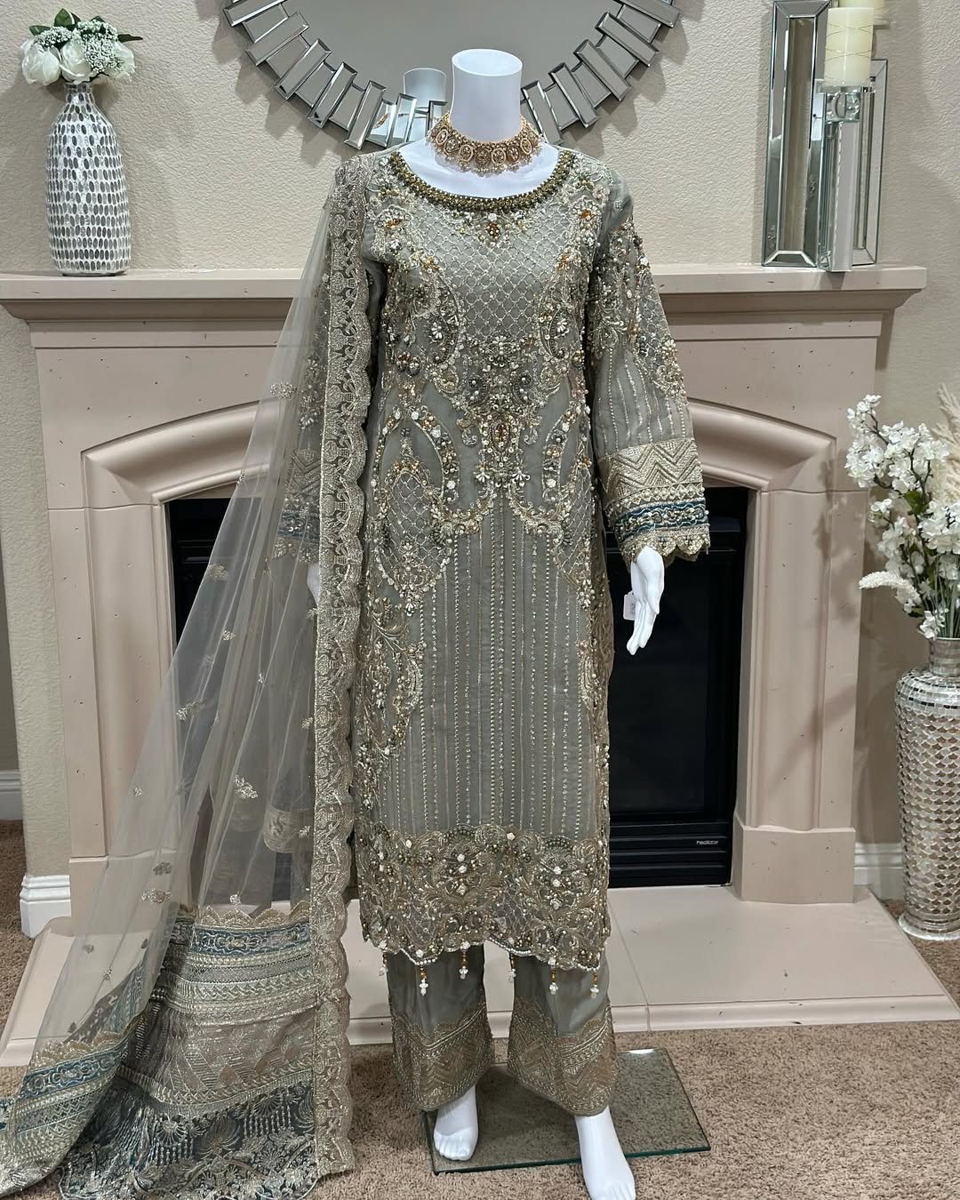 Gray Kameez With Trouser