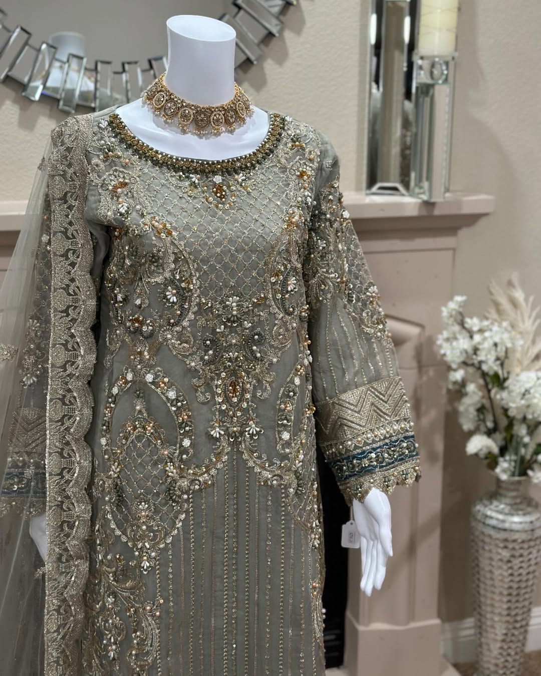 Gray Kameez With Trouser