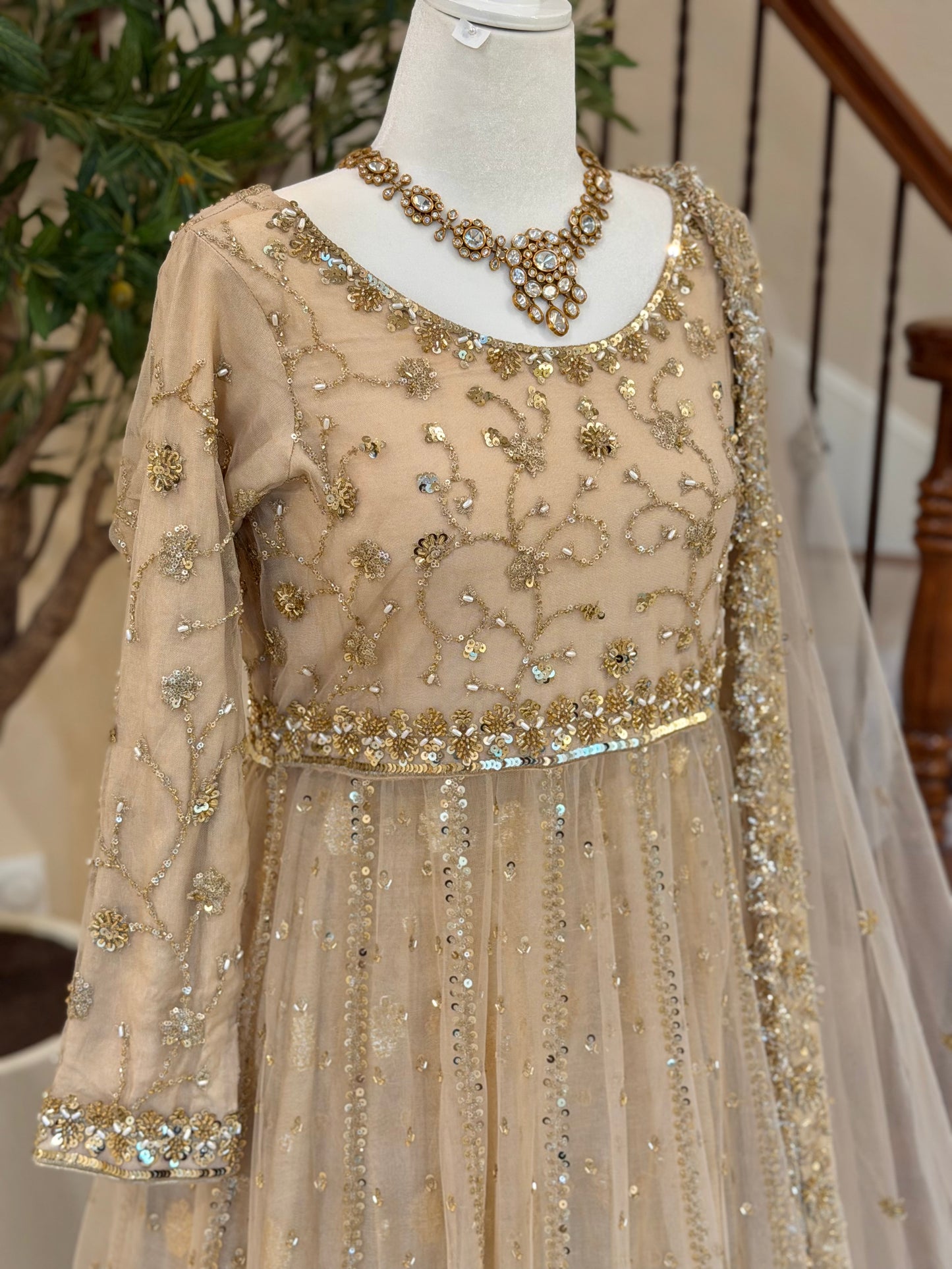 Gold Maxi with Farshi lengha