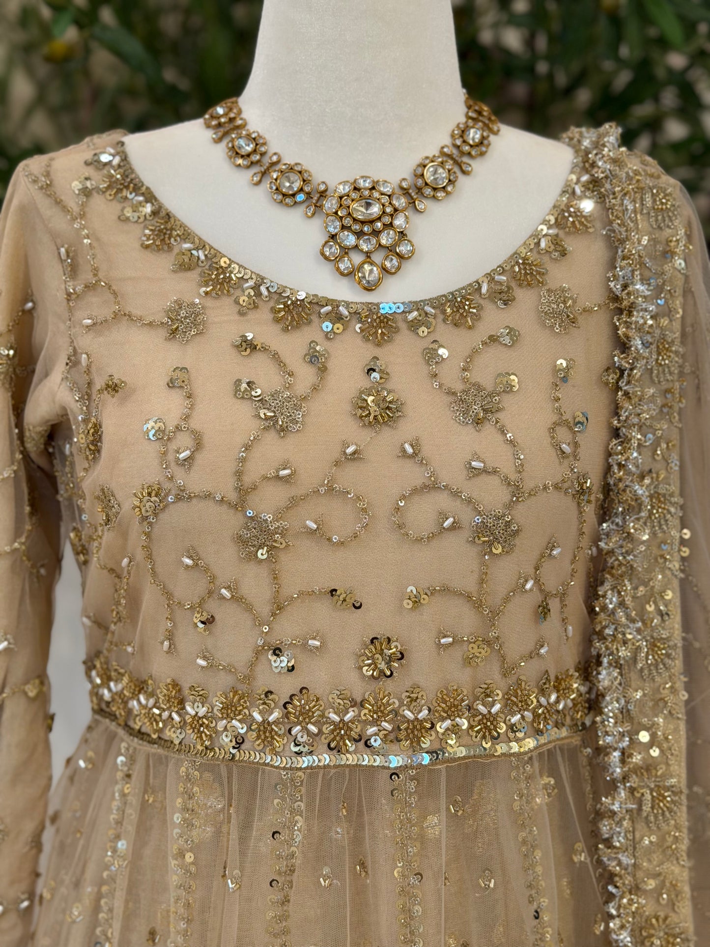 Gold Maxi with Farshi lengha