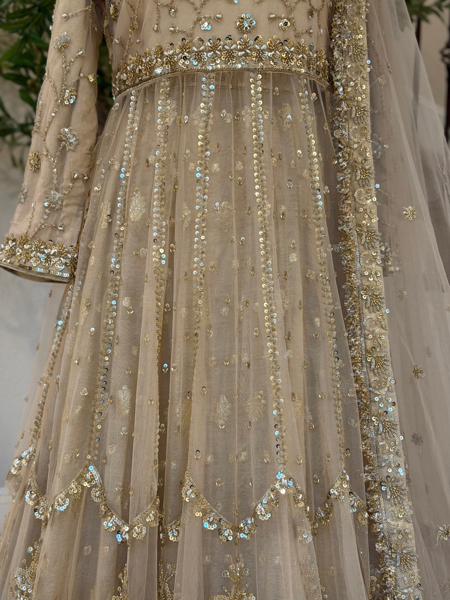 Gold Maxi with Farshi lengha