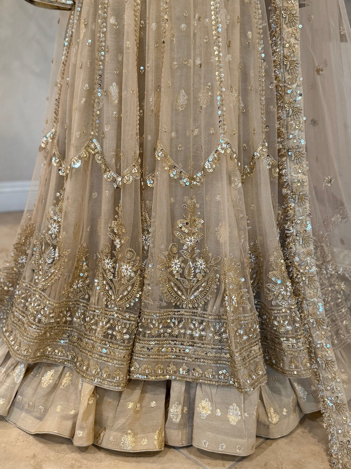 Gold Maxi with Farshi lengha