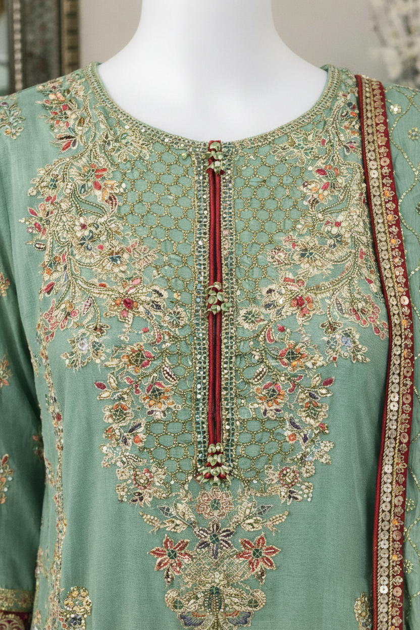 Soft Sage Sharara Suit