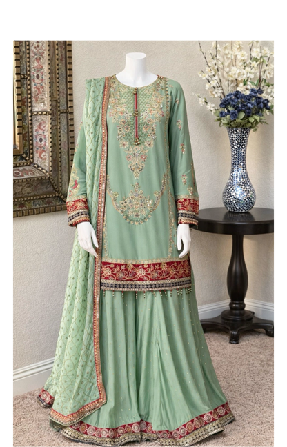 Soft Sage Sharara Suit