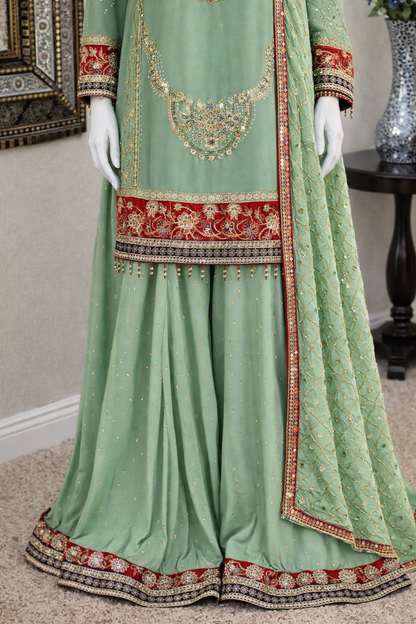 Soft Sage Sharara Suit