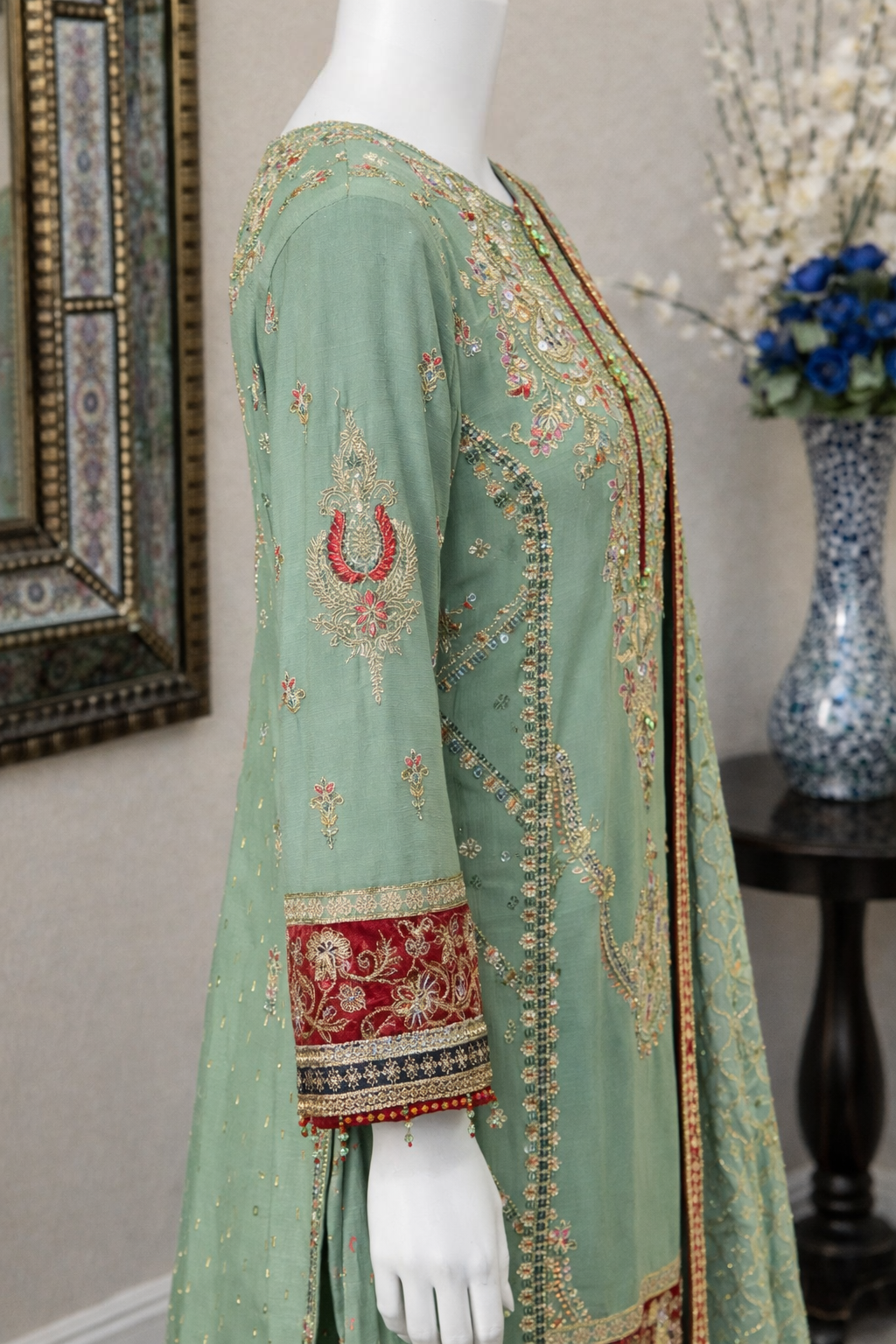 Soft Sage Sharara Suit
