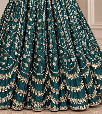Heirloom Bloom Lengha - Emerald