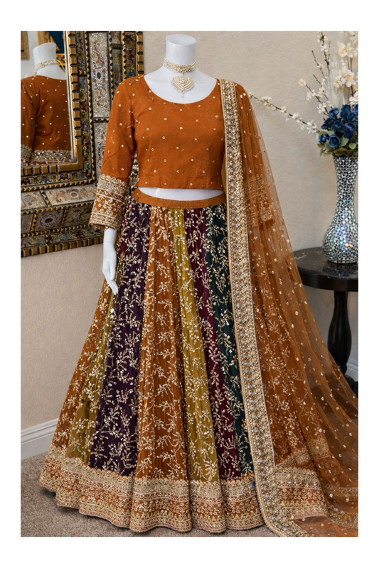 Rust Mehndi Lengha