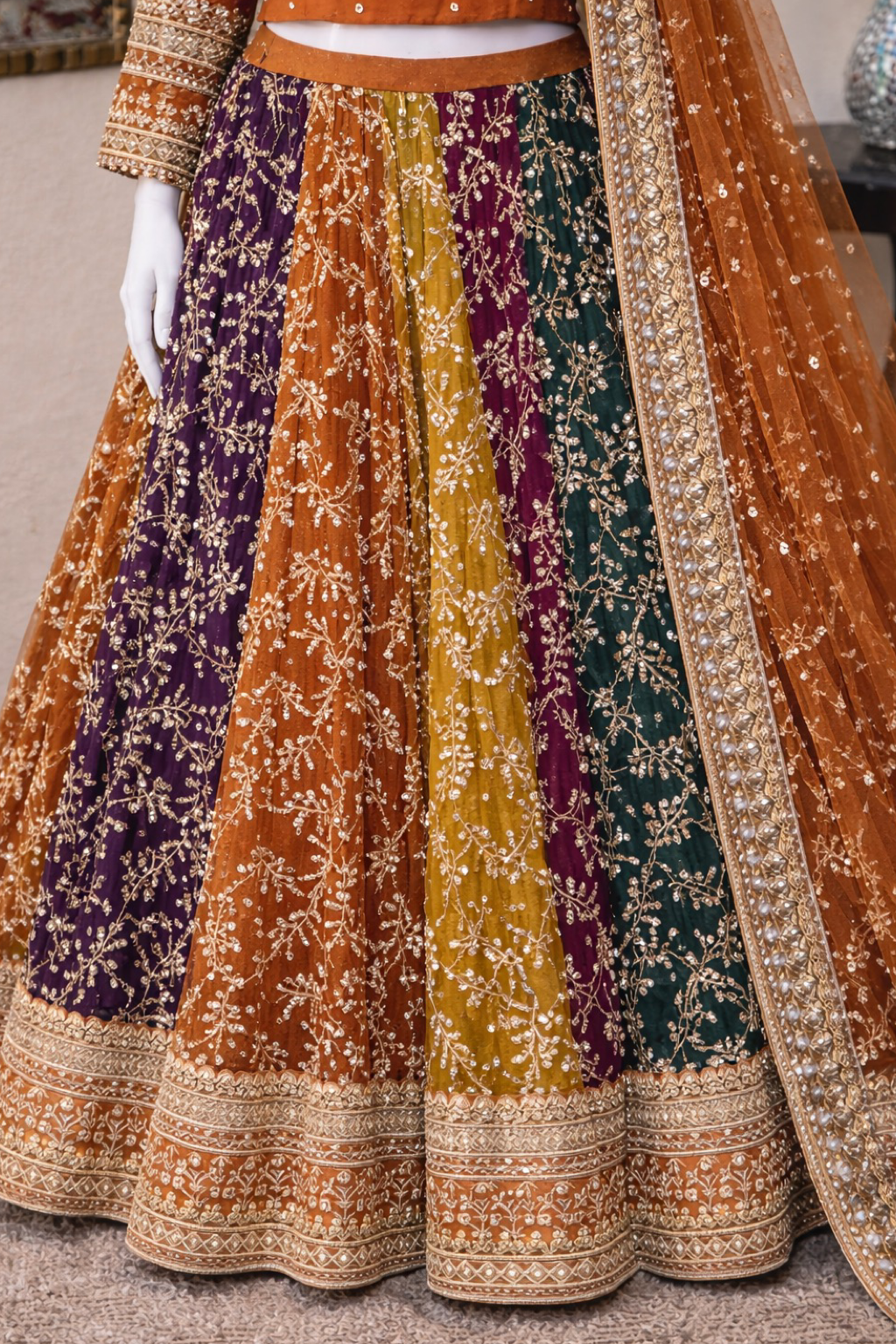 Rust Mehndi Lengha