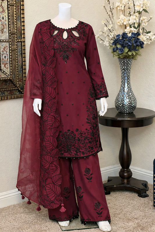 Maroon Kameez with Trouser