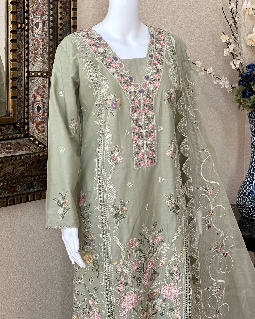 Pastel Green Kameez with Trouser