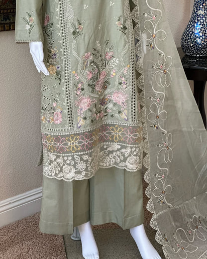 Pastel Green Kameez with Trouser