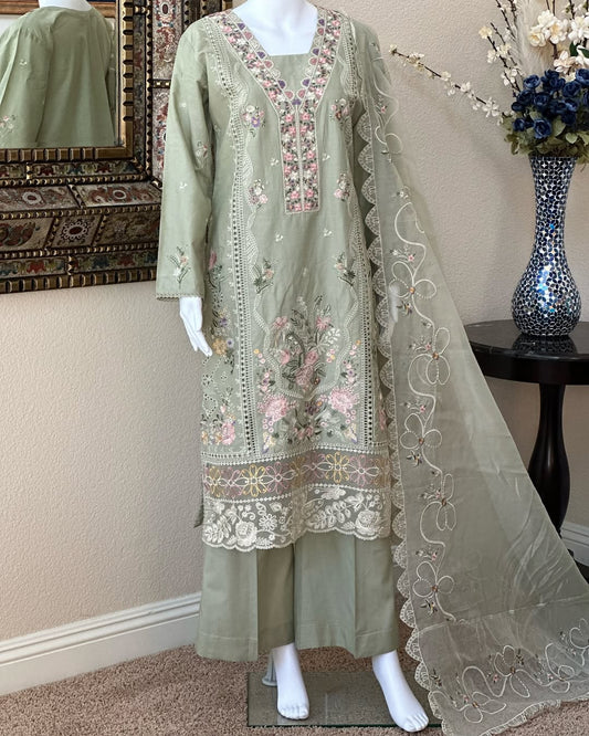 Pastel Green Kameez with Trouser