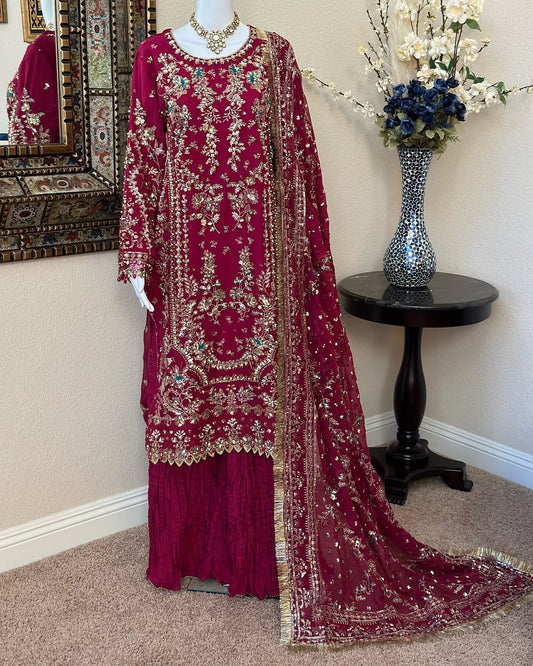 Red Plazzo Suit