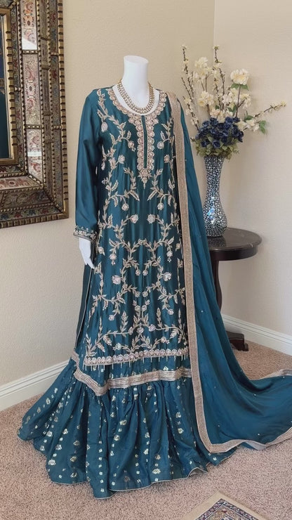 Sapphire Zardosi Kameez with Lengha
