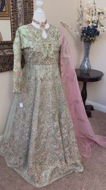 Pastel green Maxi Gown