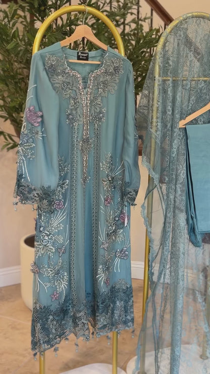 Powder Blue Kameez with Trouser