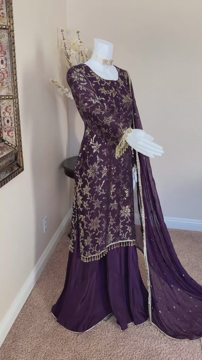 Dark Purple Plazzo Suit